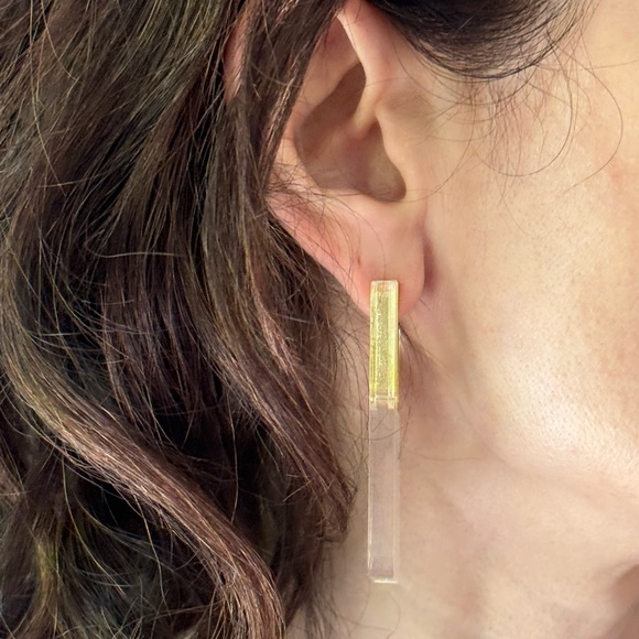 Cult Gaia Transparent and Gold Geometric Earrings - Picture 2 of 5